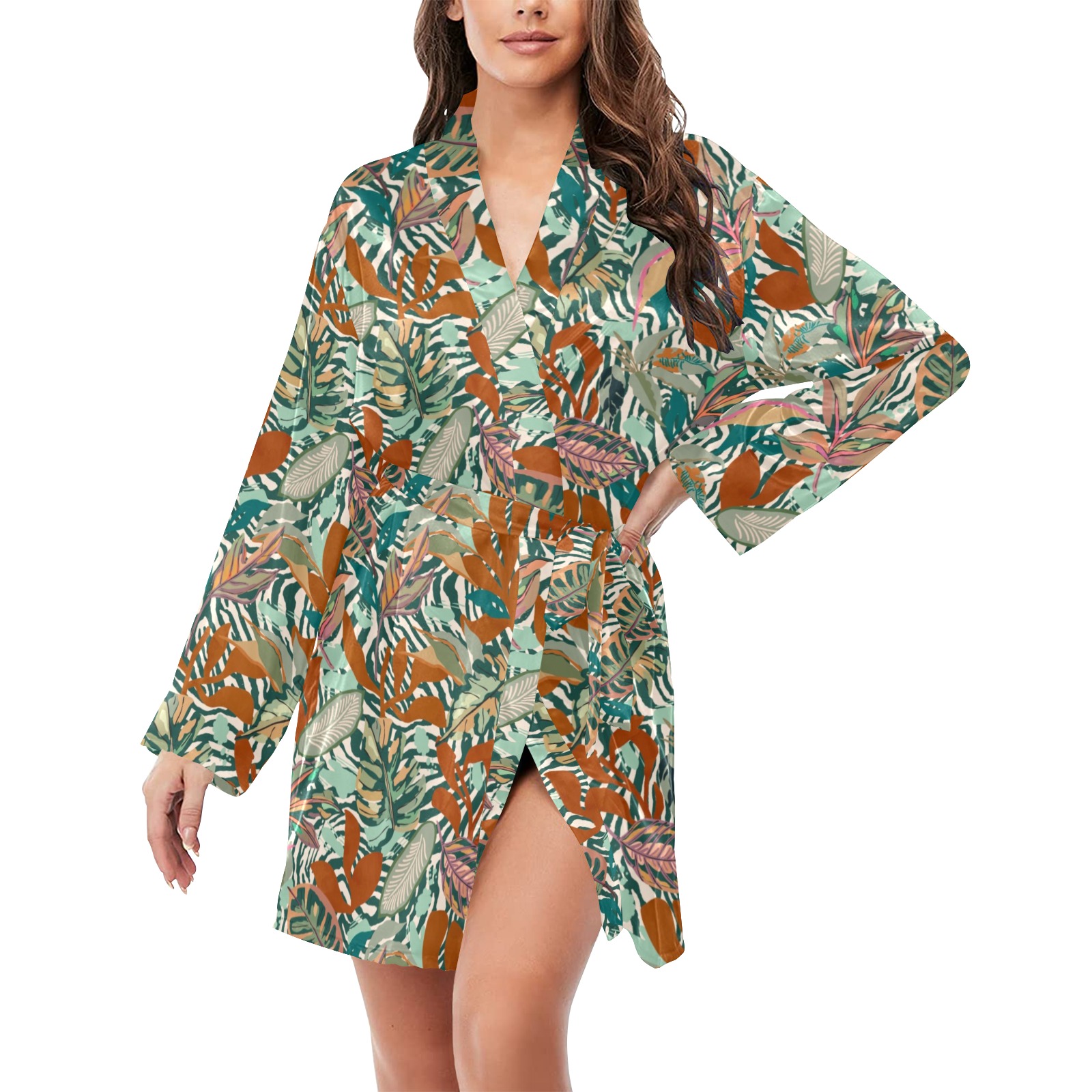 Animal print in the jungle - 9R8 Women's Long Sleeve Belted Night Robe ...