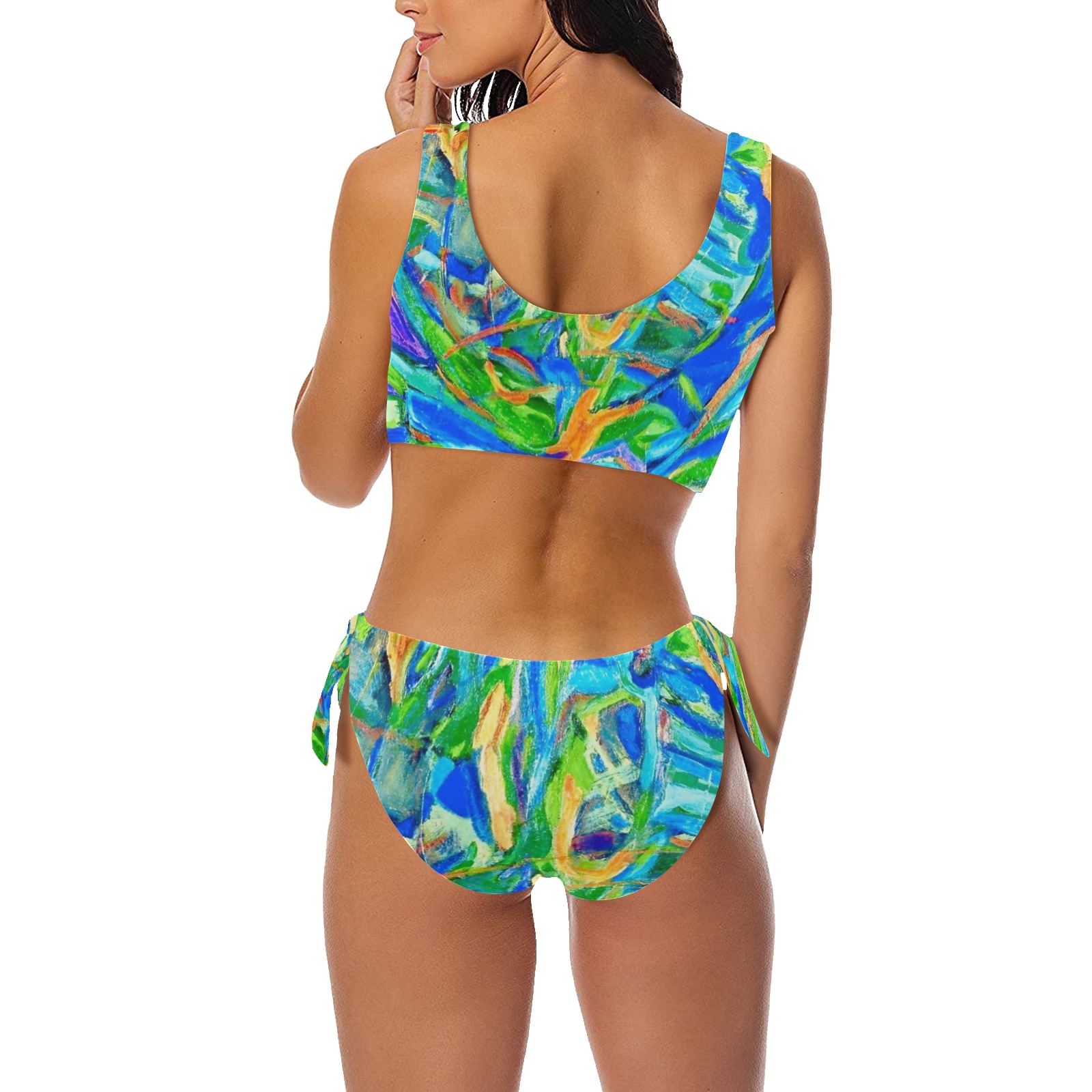 Green Bush Collection Bow Tie Front Bikini Swimsuit (Model S38)