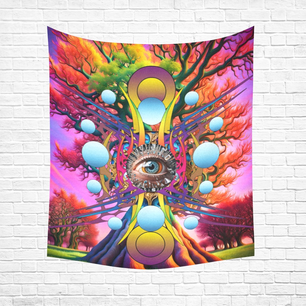 Cosmic Tree Cotton Linen Wall Tapestry 51"x 60"