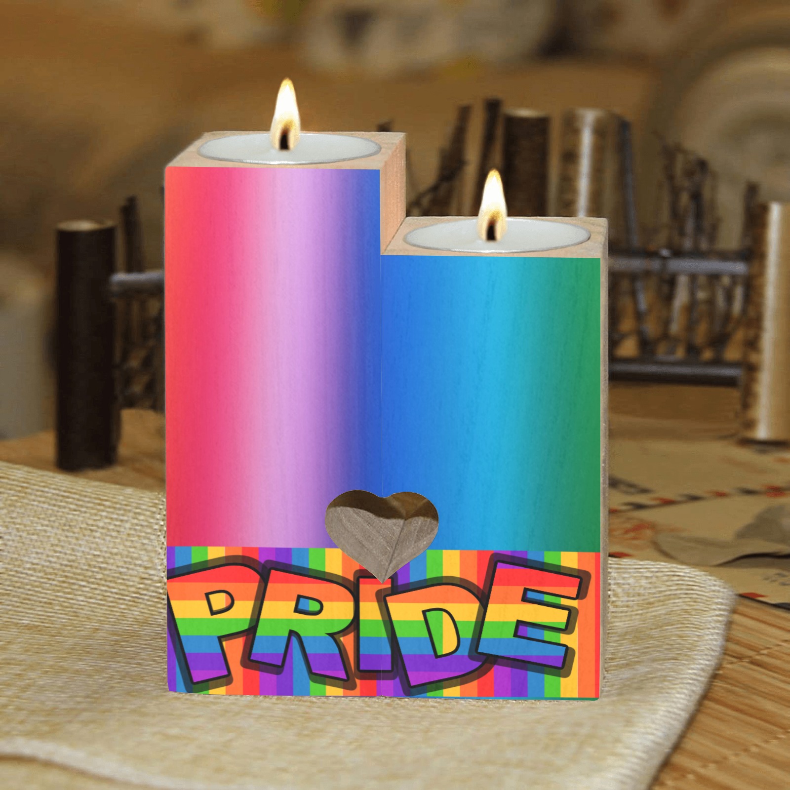 LGBT Pride Wooden Candle Holder (Without Candle) ID D6286064
