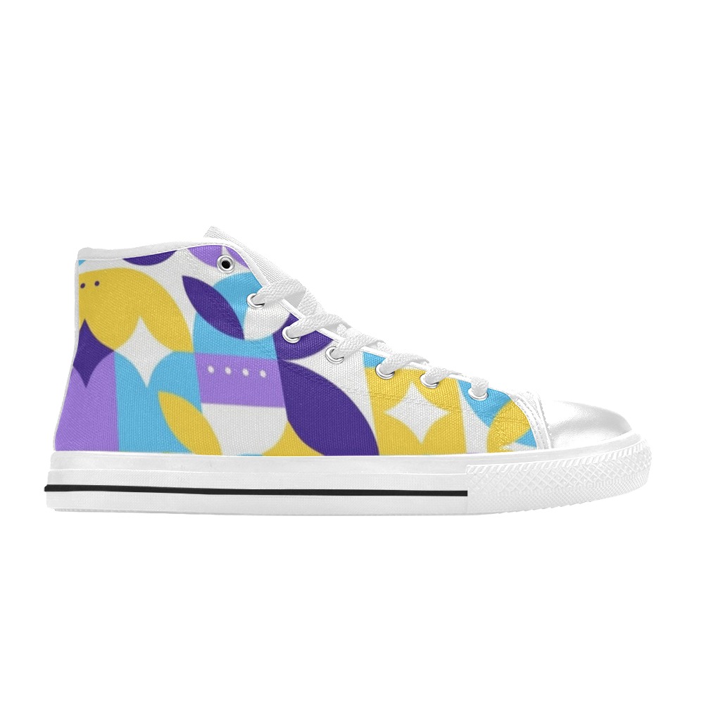 Geometric Lavender, Blue, Yellow Women's Classic High Top Canvas Shoes (Model 017)