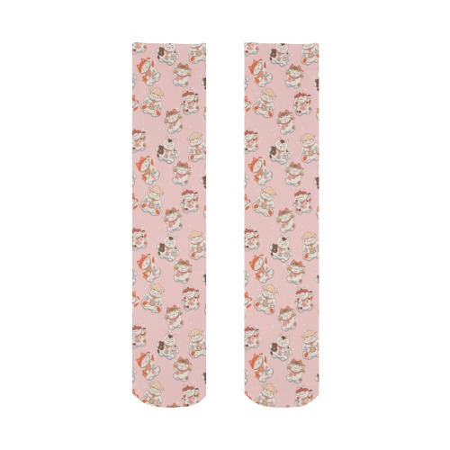 Cat Maneki Neko Pattern All Over Print Socks for Women