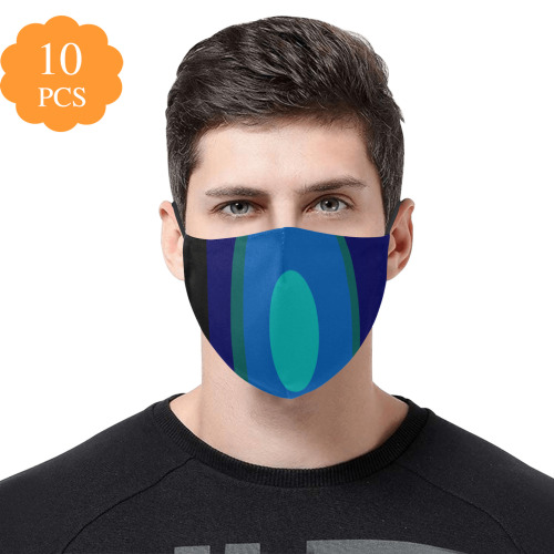 Dimensional Blue Abstract 915 3D Mouth Mask with Drawstring (Pack of 10 & 20 Filters Included) (Model M04)