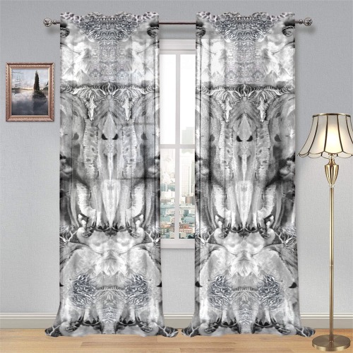 Nidhi-March-animal design-42x62 Gauze Curtain 28"x95" (Two-Piece)