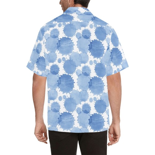 Blue Paint Splatter Hawaiian Shirt (Model T58)