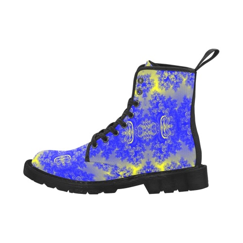 Sunlight and Blueberry Plants Frost Fractal Martin Boots for Women (Black) (Model 1203H)