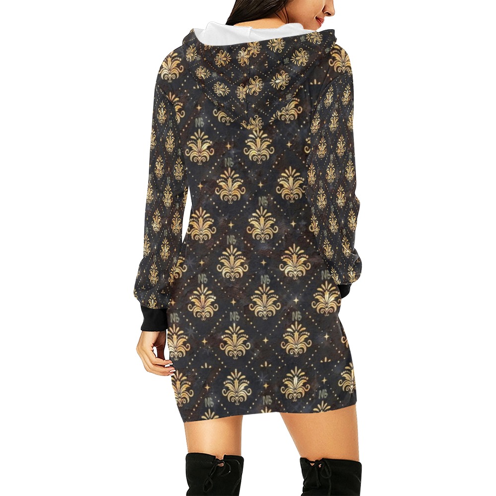 Royal Pattern by Nico Bielow All Over Print Hoodie Mini Dress (Model H27)