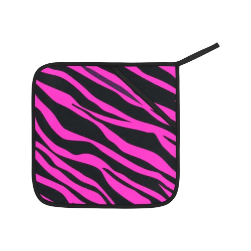 Hot Pink Zebra Stripes Oven Mitt & Pot Holder