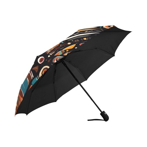 Splendid abstract art of tribal shapes on black. Anti-UV Auto-Foldable Umbrella (U09)