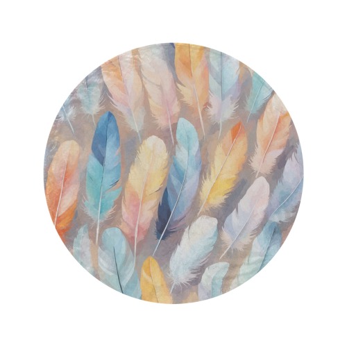 Beautiful feathers fantasy art. Pastel colors. Circular Ultra-Soft Micro Fleece Blanket 60"