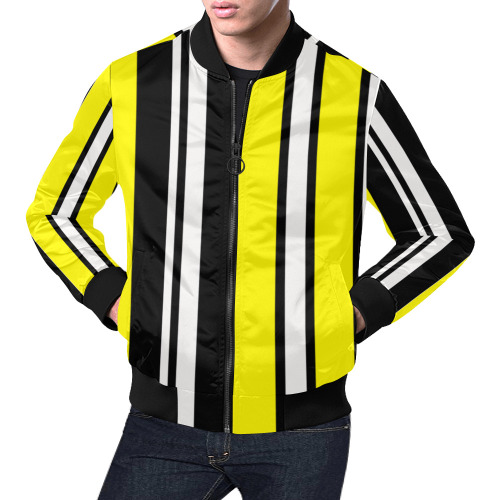 by stripes All Over Print Bomber Jacket for Men (Model H19)