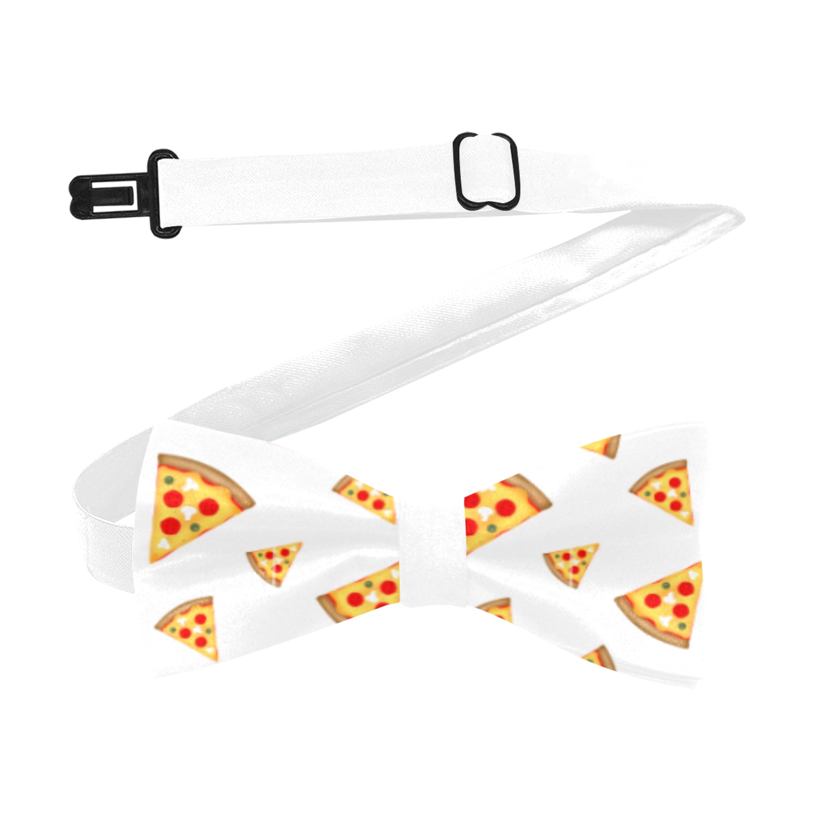 Cool and fun pizza slices pattern white suit accessory Custom Bow Tie