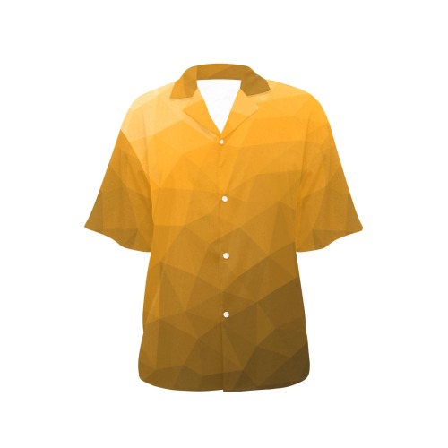 Orange gradient geometric mesh pattern All Over Print Hawaiian Shirt for Women (Model T58)