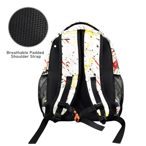 Yellow & Black Paint Splatter 17-inch Casual Backpack
