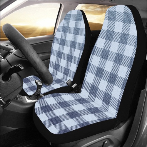 Pastel Blue Plaid Car Seat Covers (Set of 2)