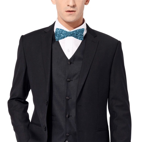 Light blue glitters faux sparkles glamorous suit accessory Custom Bow Tie