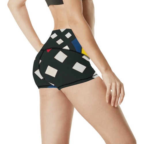 Counter-composition XV by Theo van Doesburg- Women's All Over Print Yoga Shorts (Model L17)