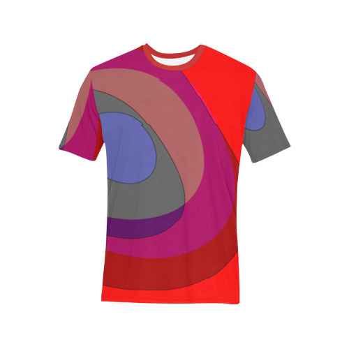 Red Abstract 714 Men's All Over Print T-Shirt (Solid Color Neck) (Model T63)