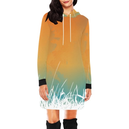 Sunset Colorful All Over Print Hoodie Mini Dress (Model H27)