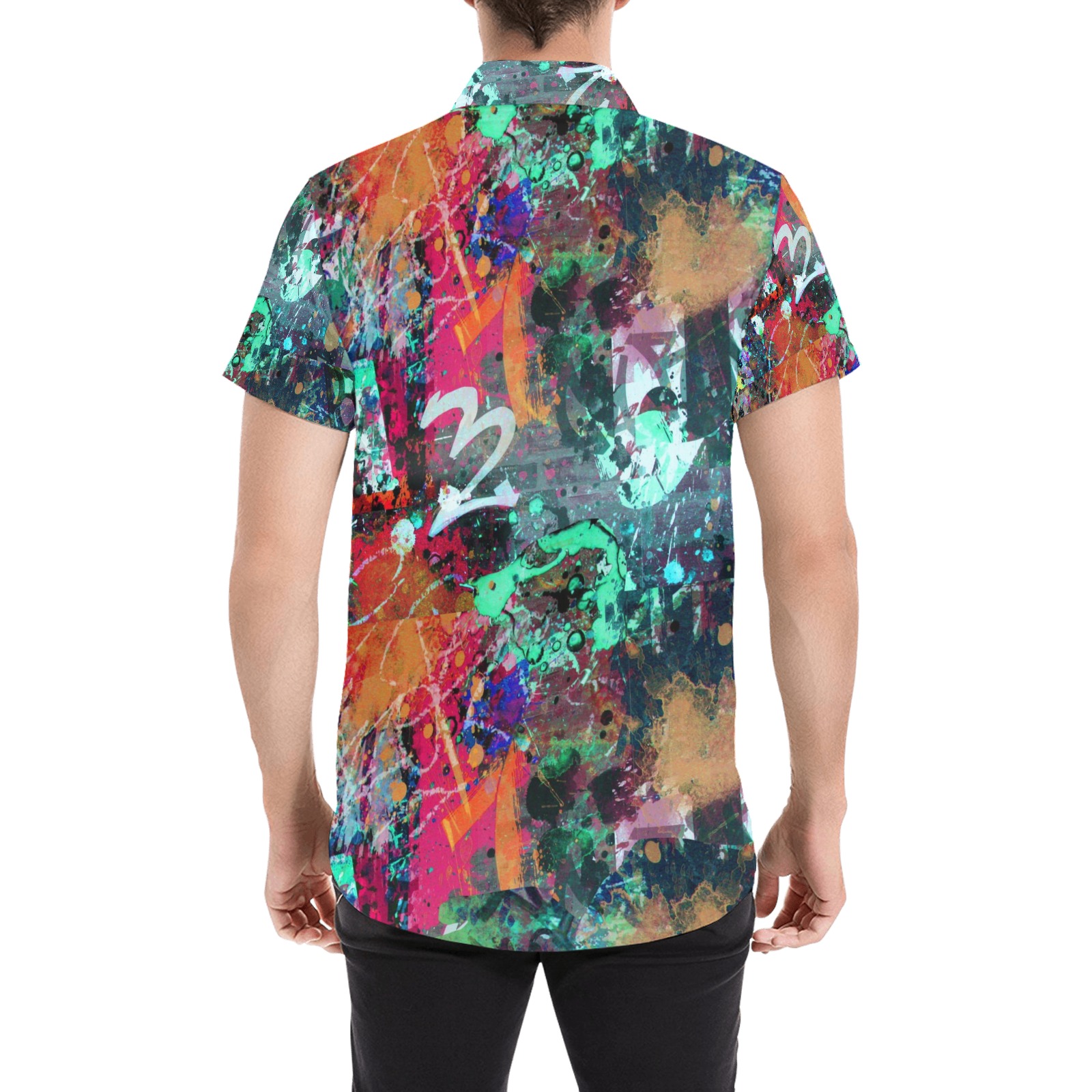 Graffiti and Paint Splatter Men's All Over Print Short Sleeve Shirt (Model T53)