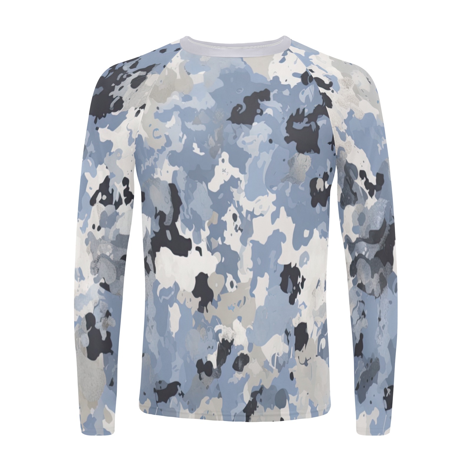 CG_camo_print_in_grey_blue_and_black_in_the_style_of_pointillis_dd2dd455-e628-447d-b69c-e71027b6f83a Men's Long Sleeve Swim Shirt (Model S39)
