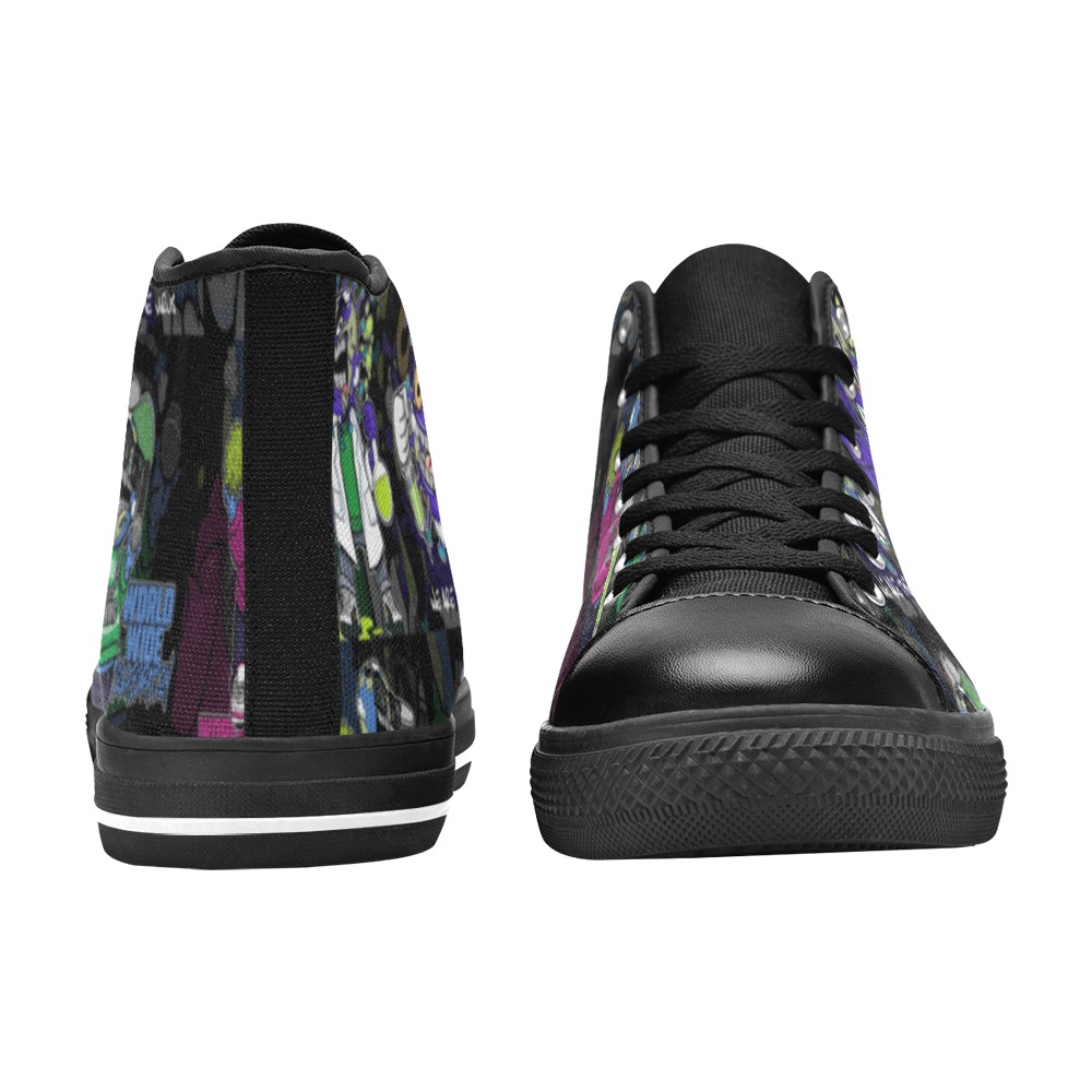 wwcfam Kids' High Top Canvas Shoes-4 Sides (Model 017)