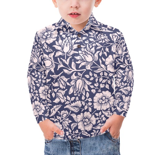 Shirt Little Boys' All Over Print Long Sleeve Polo Shirt (Model T73)