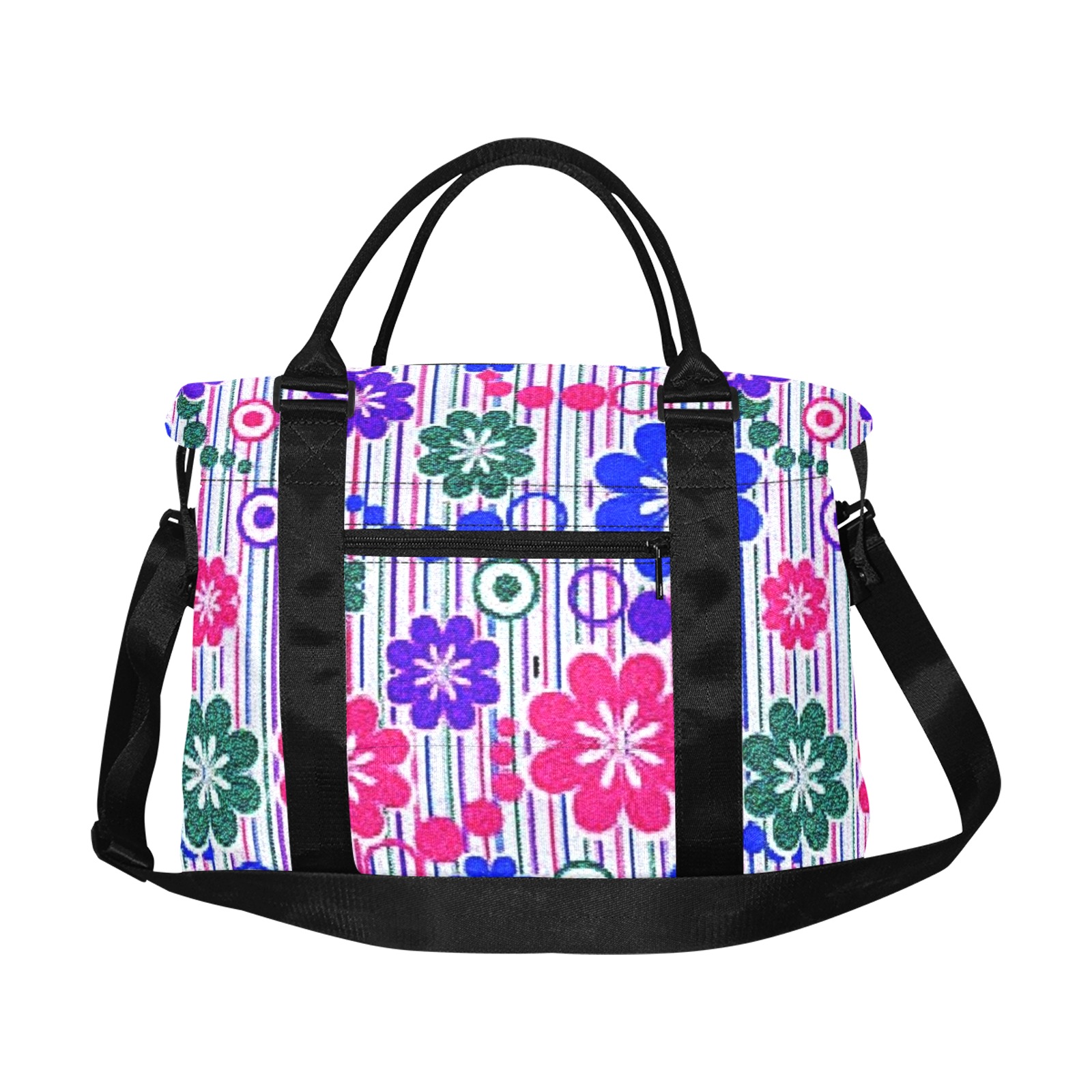 Flowers and Lines of colors Large Capacity Duffle Bag (Model 1715)