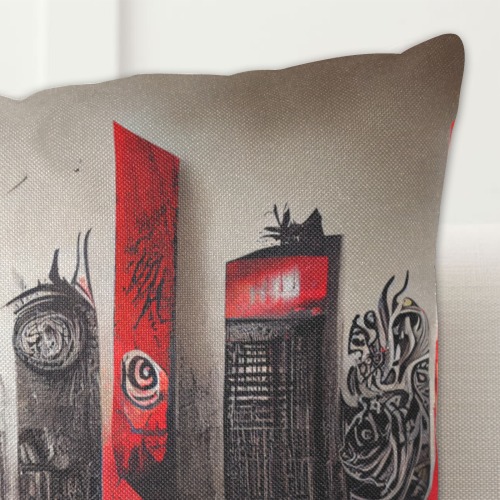 abstract city Linen Zippered Pillowcase 18"x18"(One Side&Pack of 2)