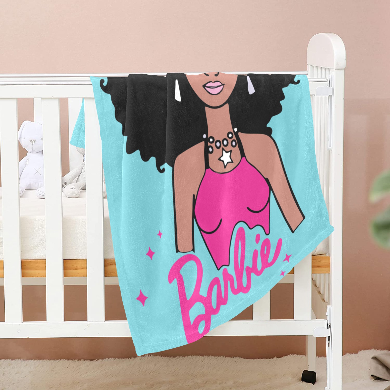 Afro Barbie Baby Blanket Baby Blanket 30"x40"