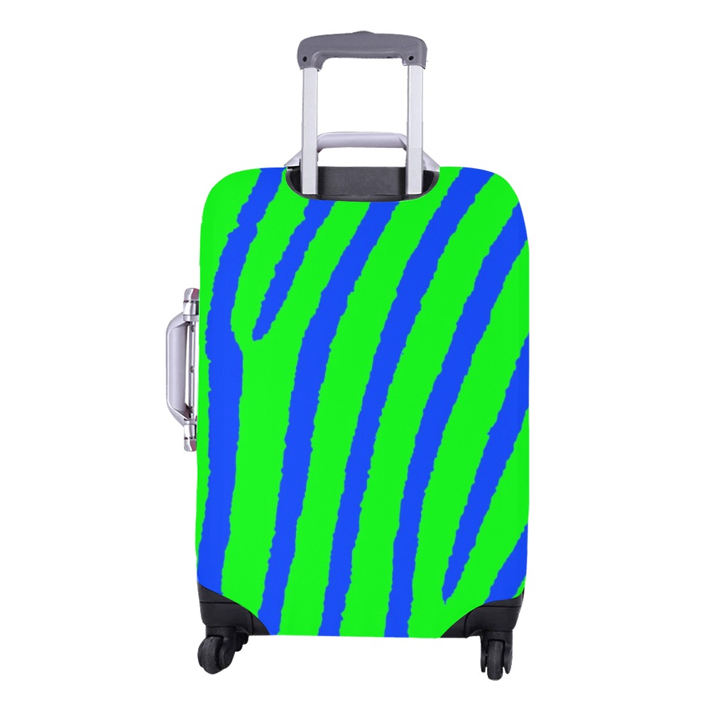 Zebra Print (Green & Blue) Luggage Cover/Medium 22"-25"
