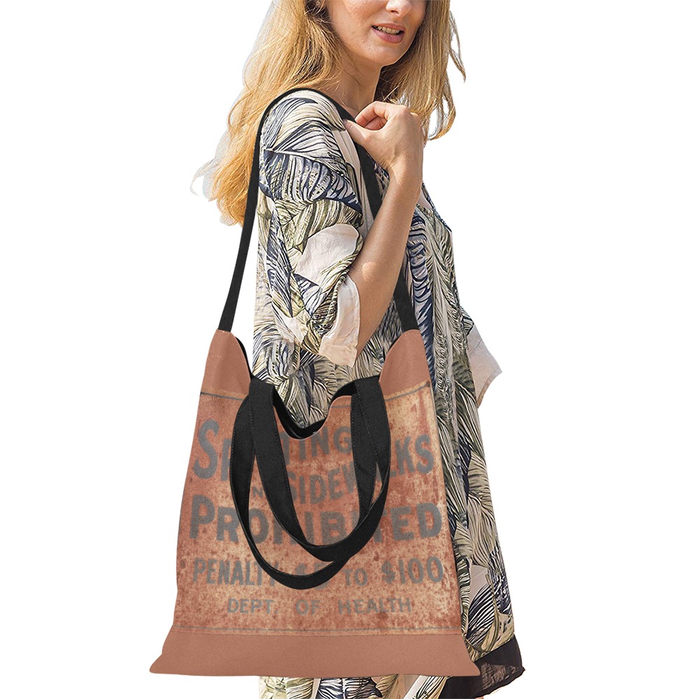 Spitting prohibited, penalty, photo All Over Print Canvas Tote Bag/Medium (Model 1698)