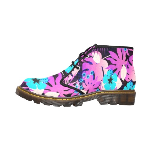 GROOVY FUNK THING FLORAL PURPLE Women's Canvas Chukka Boots (Model 2402-1)