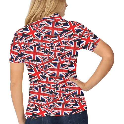 Union Jack British Flag Women's All Over Print Polo Shirt (Model T55)