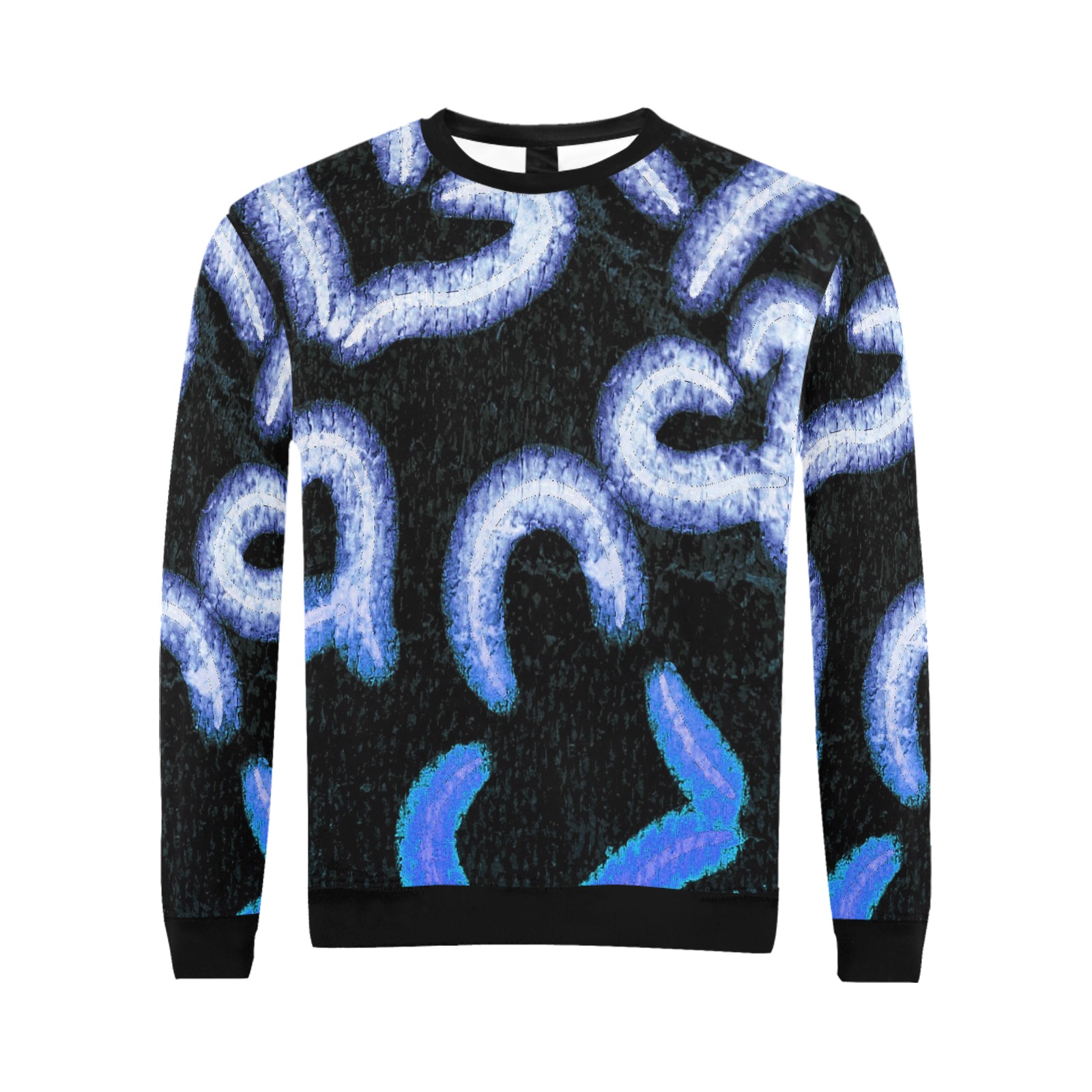 Distressed Hearts Blue All Over Print Crewneck Sweatshirt for Men (Model H18)