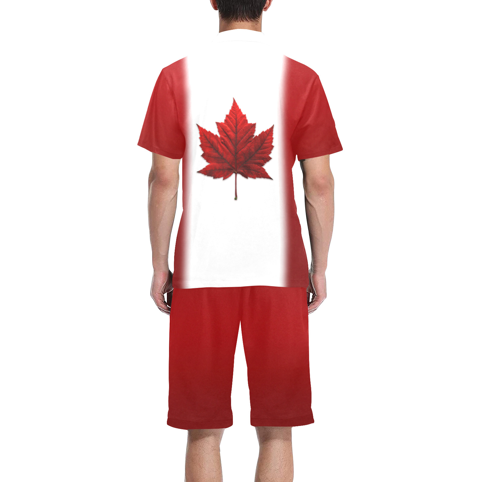 Canada Flag Men's Pajama Sets Men's V-Neck Short Pajama Set