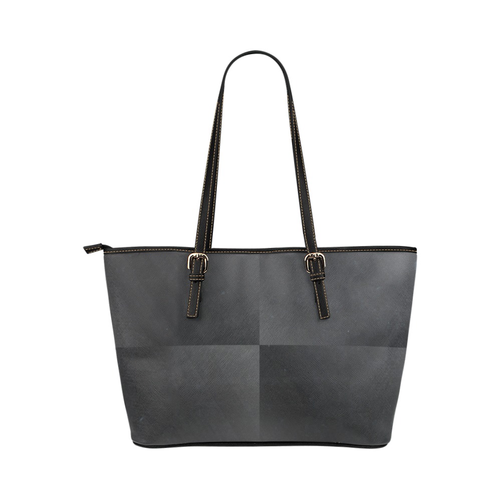 Canvas Tote Grey 2 Leather Tote Bag/Large (Model 1651)