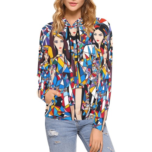 Beautiful fashion girls geometric abstract art. All Over Print Hoodie for Women (USA Size) (Model H13)
