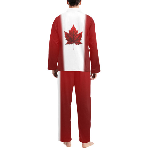 Canada Flag Men's V-Neck Long Pajama Set