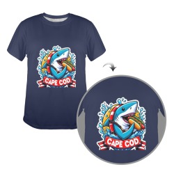 CAPE COD-GREAT WHITE EATING HOT DOG Women's Glow in the Dark T-shirt (Front Printing)