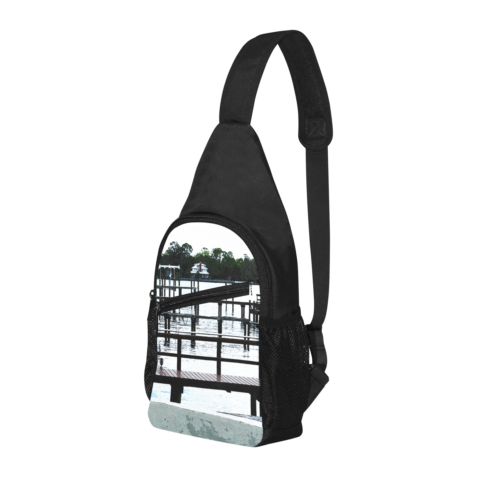 Docks On The River 7580 Chest Bag-Front Printing (Model 1719)
