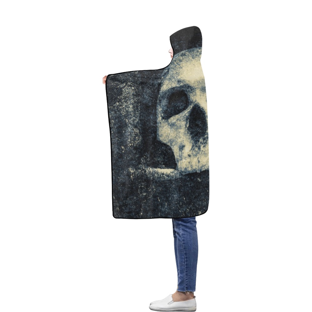 Man Skull In A Savage Temple Halloween Horror Flannel Hooded Blanket 50''x60''