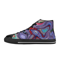 Swirly Abstract Marble High Top Canvas Shoes for Kid (Model 017)