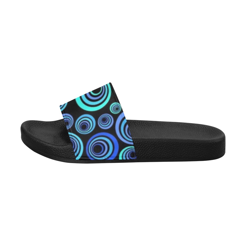 Retro Psychedelic Pretty Blue Pattern Men's Slide Sandals (Model 057)