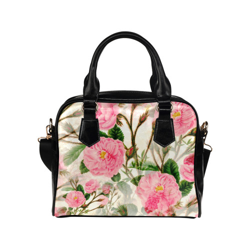 Vintage Pink Rose Garden Blossom Shoulder Handbag (Model 1634)