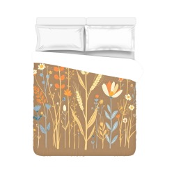Stylized Wheat and Wildflowers Duvet Cover 86"x70" ( All-over-print)