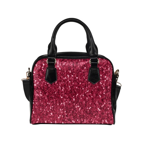 Magenta dark pink red faux sparkles glitter Shoulder Handbag (Model 1634)