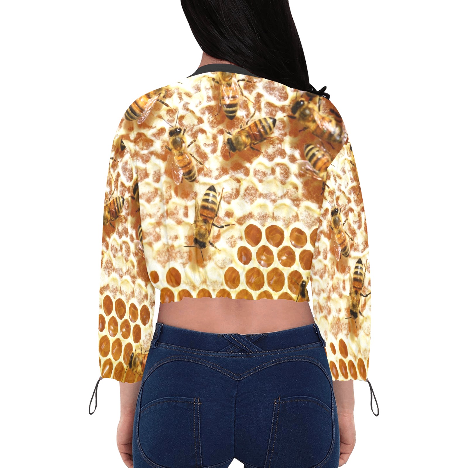 HONEY BEES 2 Cropped Chiffon Jacket for Women (Model H30)