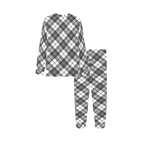 Tartan black white pattern holidays Christmas xmas elegant lines geometric cool fun classic elegance Kids' All Over Print Pajama Set