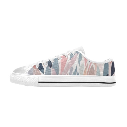 Stylish abstract shapes of pink, blue, gray colors Women's Classic Canvas Shoes (Model 018)